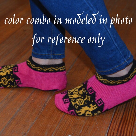 Alpaca Hand Knit Warm Bootie Slipper Socks Cushion Insole Adult Size 5-11 NWT - Picture 3 of 5